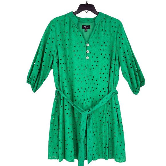 R.N Studio By Ronni Women's Pullover Lined Green Eyelet Dress Size 2X NWT $99.00 - Picture 2 of 13